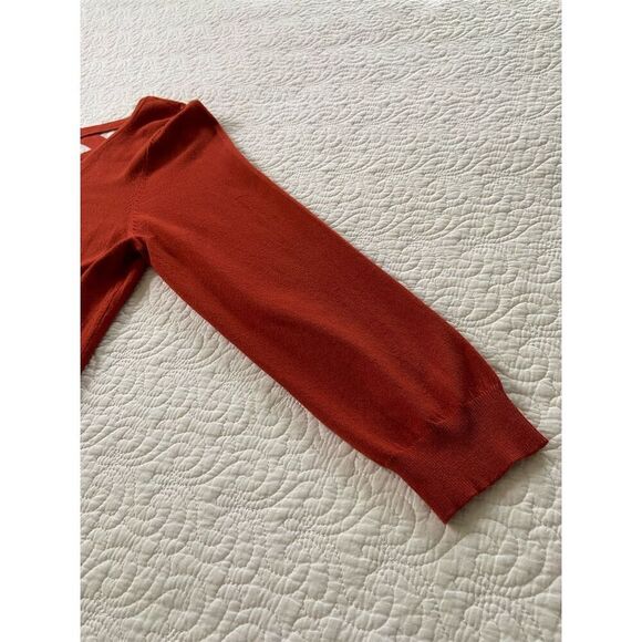Love Ellie Burnt Orange V-Neck Sweater with Criss-Cross Back Detail Size XXL - Picture 7 of 11